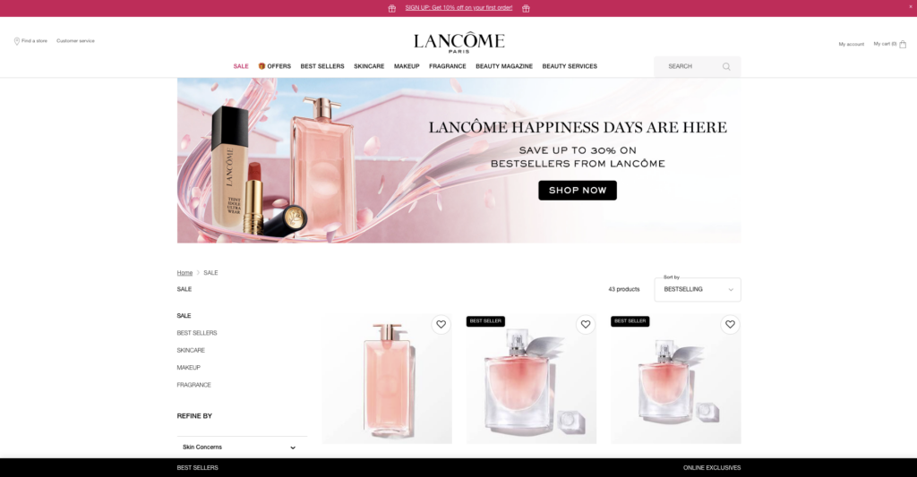 Lancome headless commerce website